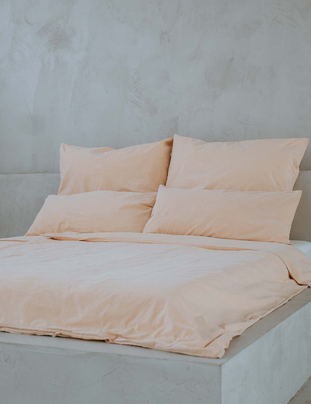 Percale bed linen – mineral dyed in apricot